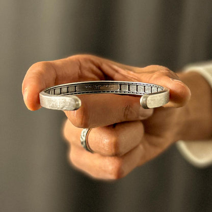 Fudail - Rough Brushed Sterling Silver Bangle 8mm