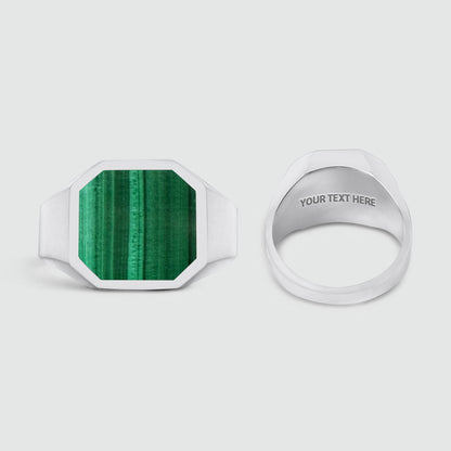 Zaid - Sterling Silver Malachite Signet Ring 13mm