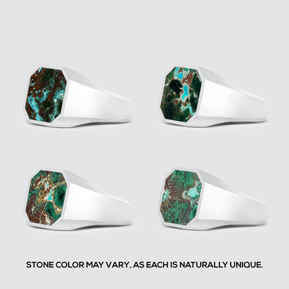 Zaire -  Sterling Silver Chrysocolla Signet Ring 13mm