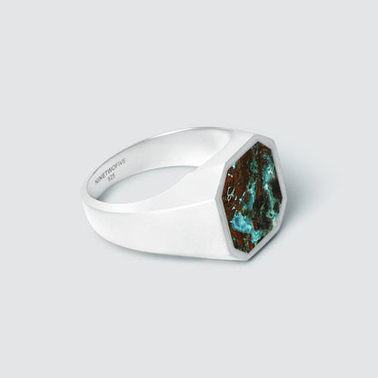 Zaire -  Sterling Silver Chrysocolla Signet Ring 13mm