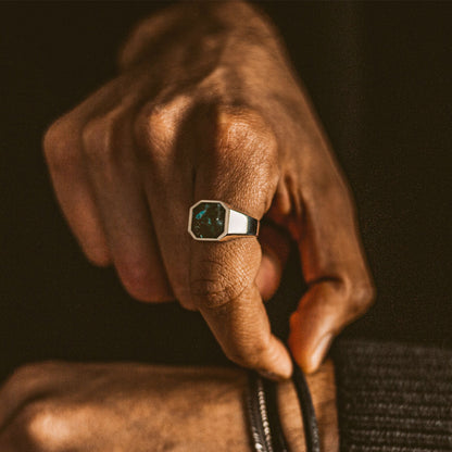 Zaire -  Sterling Silver Chrysocolla Signet Ring 13mm