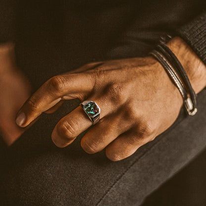 Zaire -  Sterling Silver Chrysocolla Signet Ring 13mm