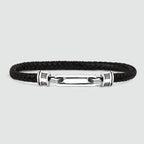 Rasil - Braided Black Leather Bracelet with Sterling Silver 5.5mm