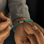 Nuri - Adjustable Turquoise Beaded Bracelet in Silver 8mm