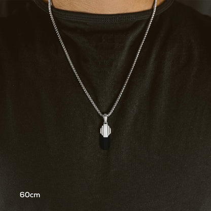 Tahsin - Art Deco Silver Black Onyx Pendant