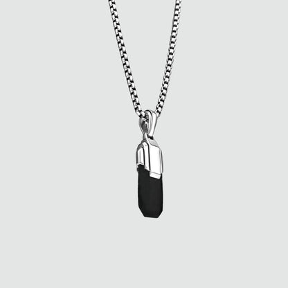 Tahsin - Art Deco Silver Black Onyx Pendant