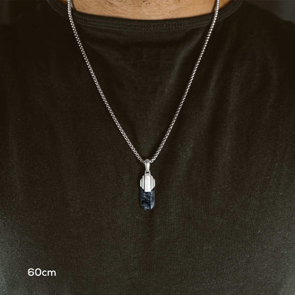 Tahrir - Art Deco Silver Blue Pietersite Pendant