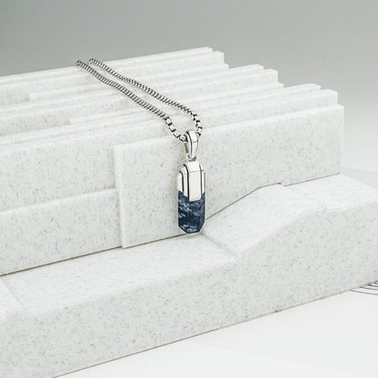 Tahrir - Art Deco Silver Blue Pietersite Pendant