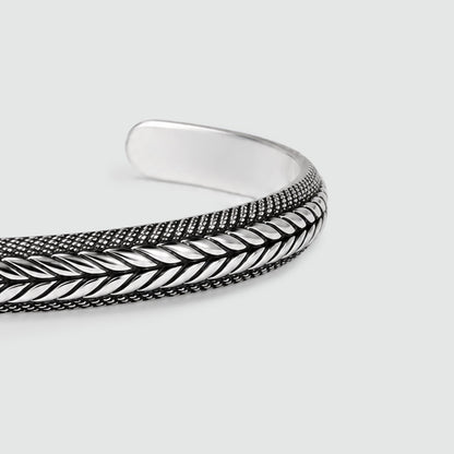 Idris - Braided Silver Bangle Bracelet 8mm