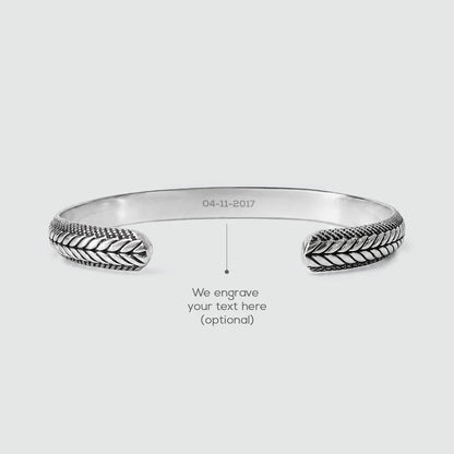 Idris - Braided Silver Bangle Bracelet 8mm
