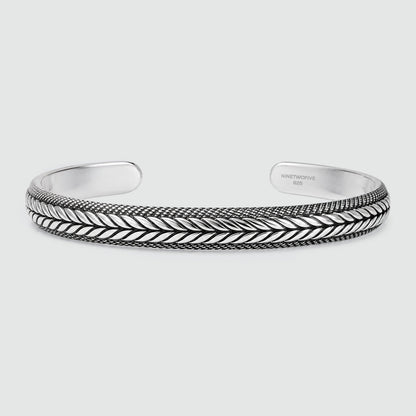 Idris - Braided Silver Bangle Bracelet 8mm