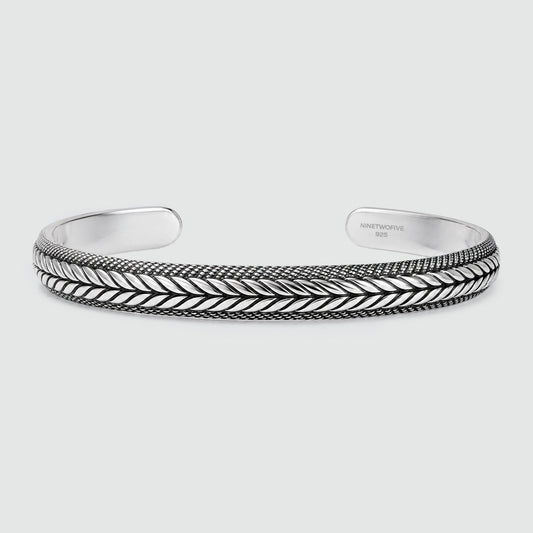 Idris - Braided Silver Bangle Bracelet 8mm