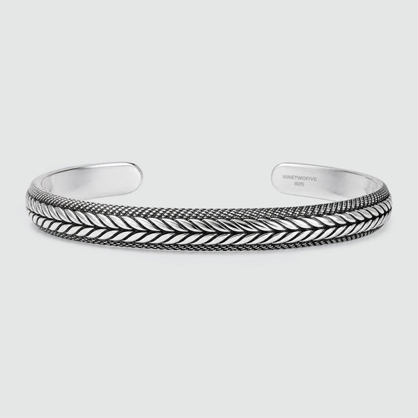 Idris - Braided Silver Bangle Bracelet 8mm