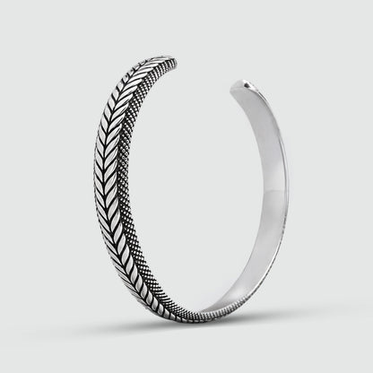Idris - Braided Silver Bangle Bracelet 8mm