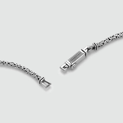 Ramsi - Cavetto Sterling Silver Byzantine Chain Necklace 3.5 mm