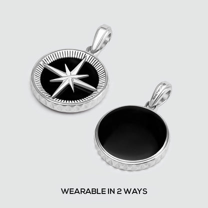 Safar - Sterling Silver Onyx Compass Pendant