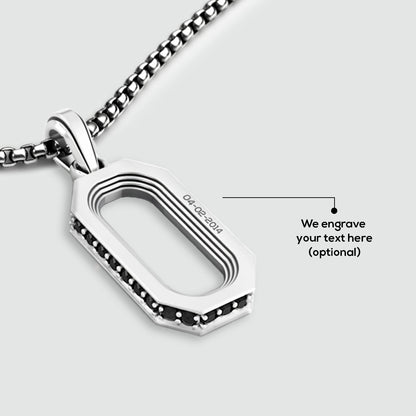 Durwās - Arch Pendant Silver with Black Diamonds