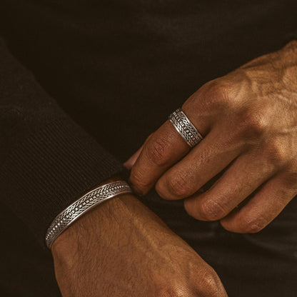 Fariq - Oxidised Sterling Silver Ring 10mm