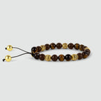 Kaliq - Adjustable Tiger Eye Beaded Bracelet in Gold 8mm