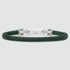 Rayhan - Braided Green Leather Bracelet with Sterling Silver 5.5mm