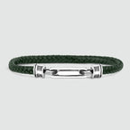 Rayhan - Braided Green Leather Bracelet with Sterling Silver 5.5mm