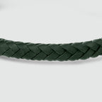 Rayhan - Braided Green Leather Bracelet with Sterling Silver 5.5mm