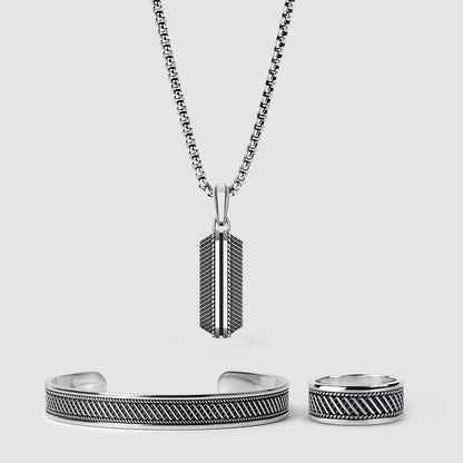 Kaliq Oxidised Pendant, Ring and Bangle - set