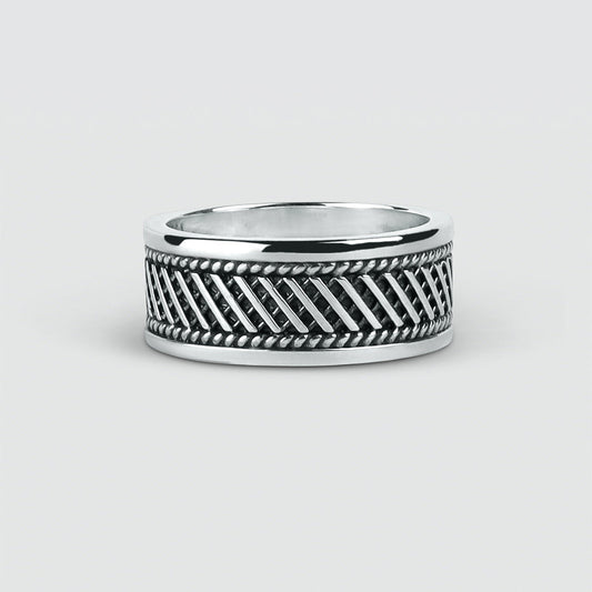 Kaliq - Oxidised Sterling Silver Ring 10mm