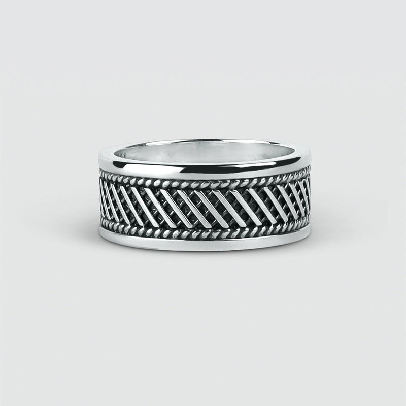 Kaliq - Oxidised Sterling Silver Ring 10mm