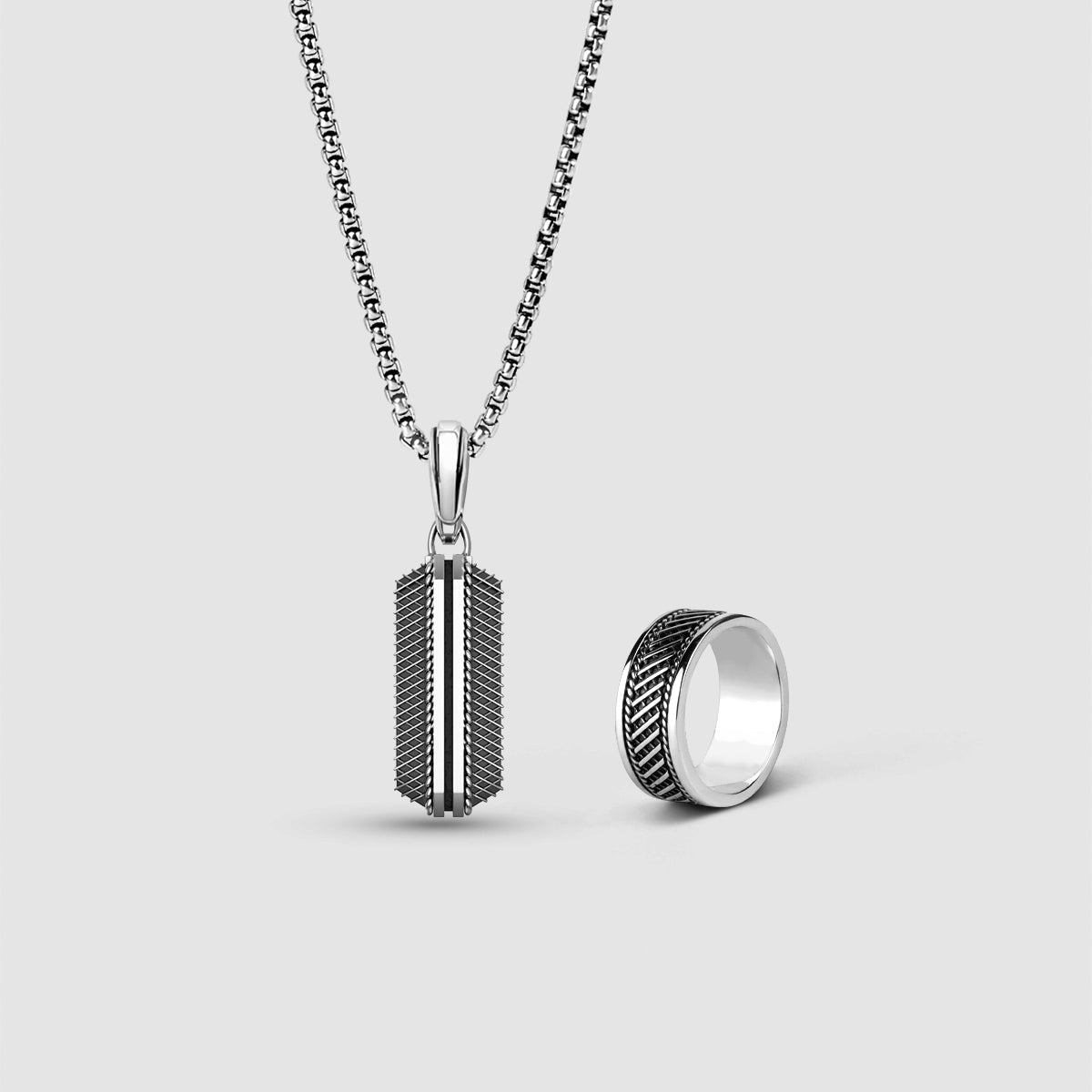 Kaliq Oxidised Pendant and Ring - set