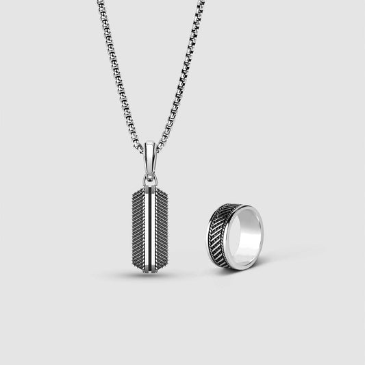 Kaliq Oxidised Pendant and Ring - set