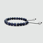 Kadar - Adjustable Lapis Lazuli Beaded Bracelet in Silver 8mm