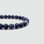Kadar - Adjustable Lapis Lazuli Beaded Bracelet in Silver 8mm