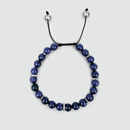 Kadar - Adjustable Lapis Lazuli Beaded Bracelet in Silver 8mm