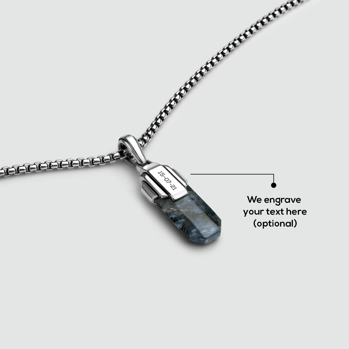 Tahrir - Art Deco Silver Blue Pietersite Pendant
