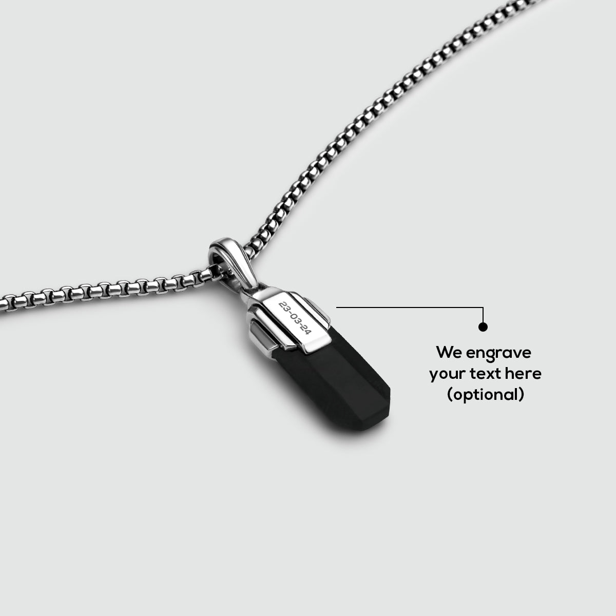 Tahsin - Art Deco Silver Black Onyx Pendant