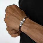 Muris - Genuine Dark Brown Leather Bracelet with Sterling Silver 8mm