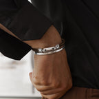 Rasiq - Braided Dark Brown Leather Bracelet with Sterling Silver 5.5mm