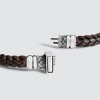 Muris - Genuine Dark Brown Leather Bracelet with Sterling Silver 8mm