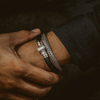 Mirel - Genuine Black Leather Bracelet with Sterling Silver 7mm