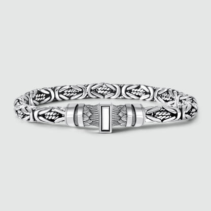 Murtaza - Egyptian Lotus Silver Byzantine Bracelet 7mm