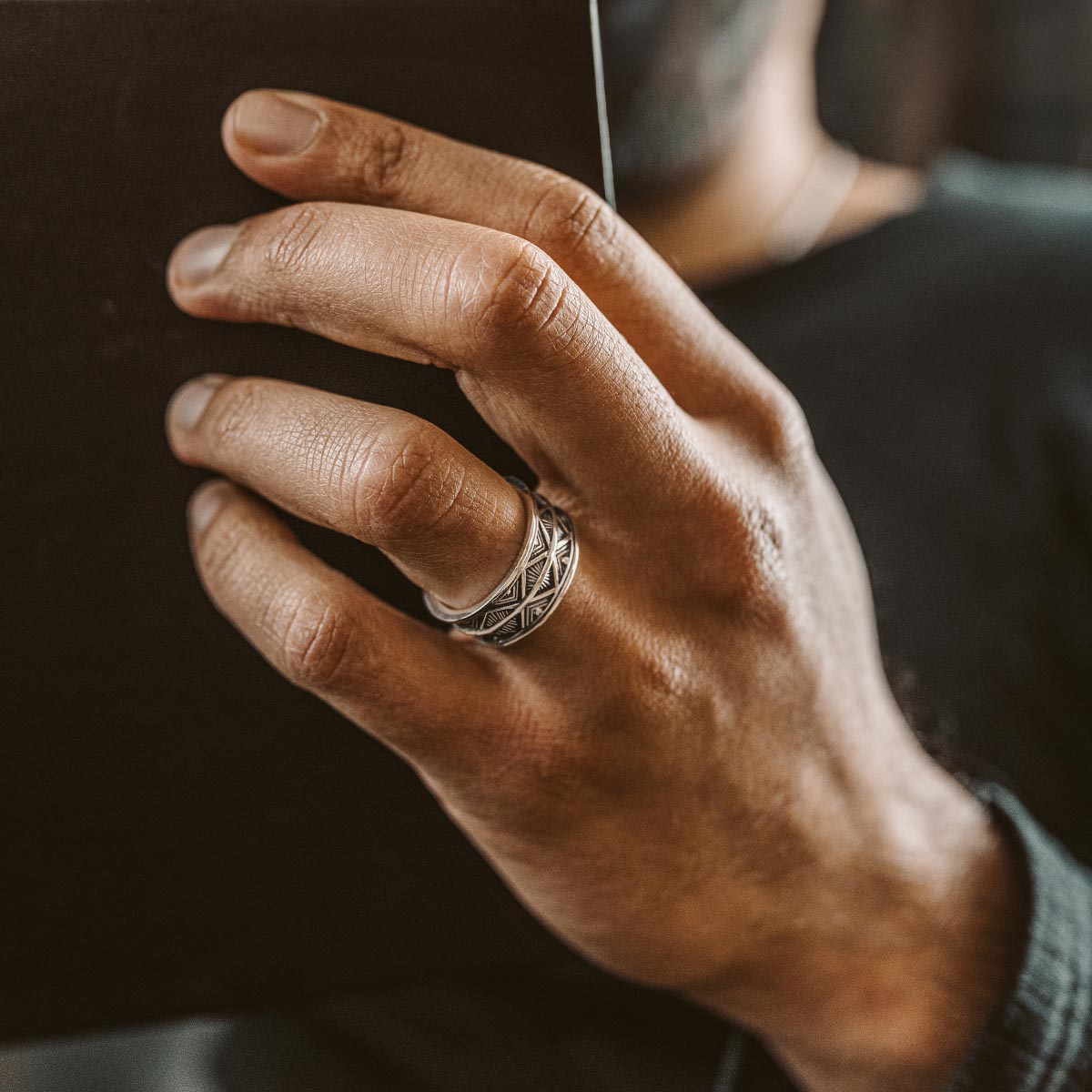 Basel - Oxidised Sterling Silver Ring 10mm