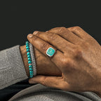 Nuri - Adjustable Turquoise Beaded Bracelet in Silver 6mm