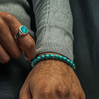Nuri - Adjustable Turquoise Beaded Bracelet in Silver 8mm