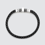 Muran - Genuine Black Leather Bracelet with Sterling Silver 8mm