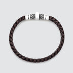Muris - Genuine Dark Brown Leather Bracelet with Sterling Silver 8mm