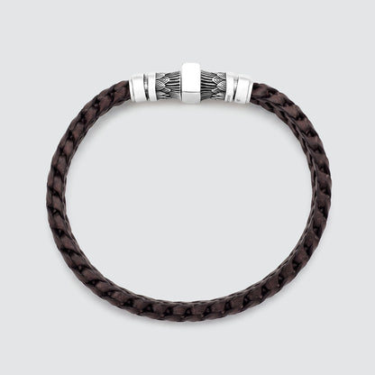 Muris - Genuine Dark Brown Leather Bracelet with Sterling Silver 8mm