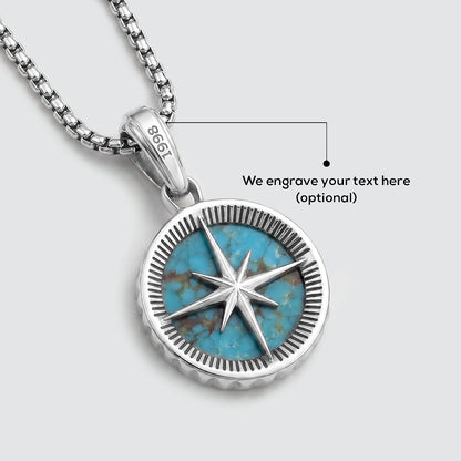 Safar - Sterling Silver Turquoise Compass Pendant