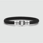 Mirel - Genuine Black Leather Bracelet with Sterling Silver 7mm