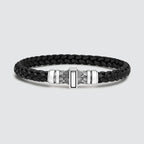 Muran - Genuine Black Leather Bracelet with Sterling Silver 8mm